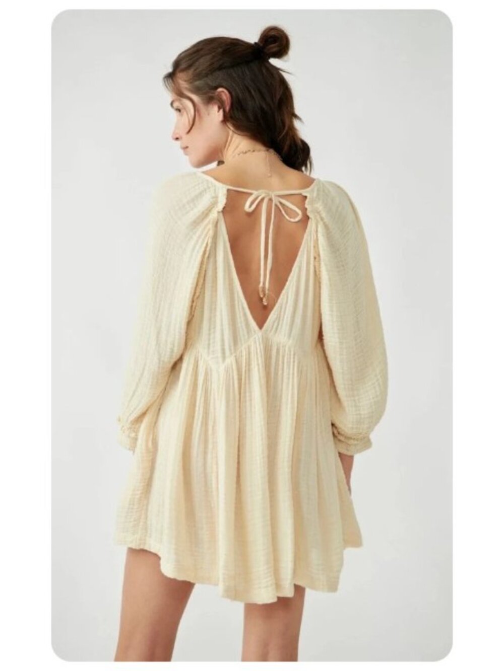 Free People Lemonilla Yellow Adler ¾ Sleeve Tunic Dress sz S - Picture 5 of 11
